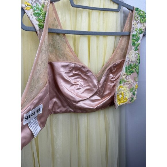 Sherri Hill Yellow Dress Two Piece Yellow Crop Top Tulle Skirt Embellished Sz 6 - Picture 5 of 8